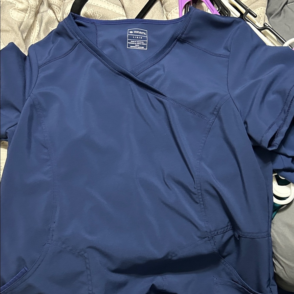 Cherokee Infinity Navy Scrub Top